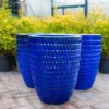 Large Vertical Wave Planter - Blue Glazed Heavy Terracotta